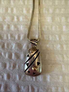John Atencio Sterling Silver & 18K Pendant Necklace with Geometric Cutout